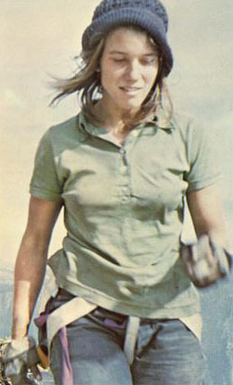 house-under-a-rock:Bev Johnson on top of El Cap after sending Triple Direct (Trad, Aid, 35 pitches, 3200’, Grade VI), El Cap, Yosemite, California - 1973 (left photo)