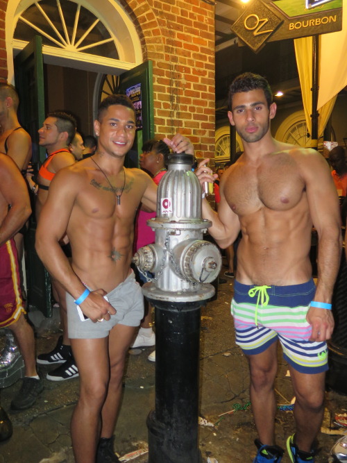 wickedgayblog: wehonights: on Bourbon St with Andrew Christian’s sexy models Prince Roman &a
