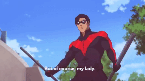 koriesanders:Dick and Kory flirting // Teen Titans: The Judas Contract