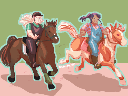 just felt like drawing shiori n mahiru as horsie friends