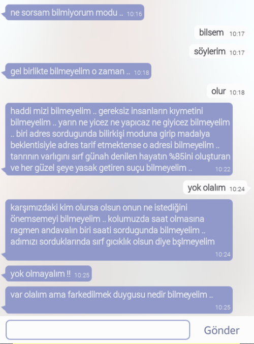kirikcamlarustunde: Var olalım fakat farkedilmek duygusu nedir bilmeyelim.