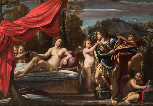 hildegardavon: Sisto Badalocchio Rosa, 1581 o 1585/ca.1647 Mars and Venus, n/d, oil on canvas, 86x12