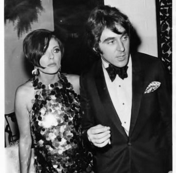Joan Collins and Anthony Newley attending Shirley Bassey’s opening night at the Coconut Grove in Hollywood, 1966.