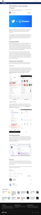 4 January 2021:Today we’re excited to announce that the Breaker team is joining Twitter!&hellip;Sadl