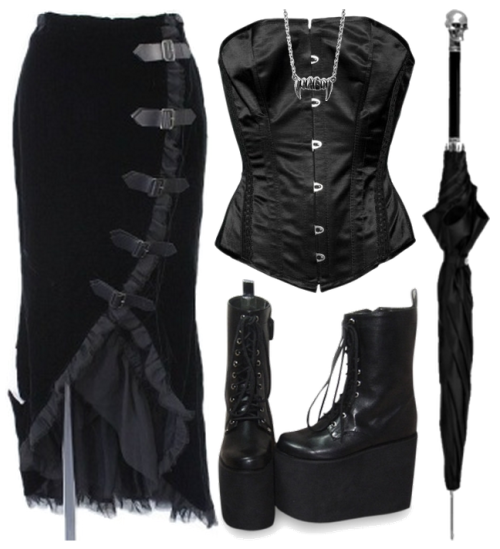 gothiccharmschool:  kellylugosisdead:  no-eternity:  What a fantastic combo! I’d kill myself in those boots, though xD  covet covet covettttt  I strangely covet that skirt. It’s nothing like the sorts of skirts I wear, but there’s something about