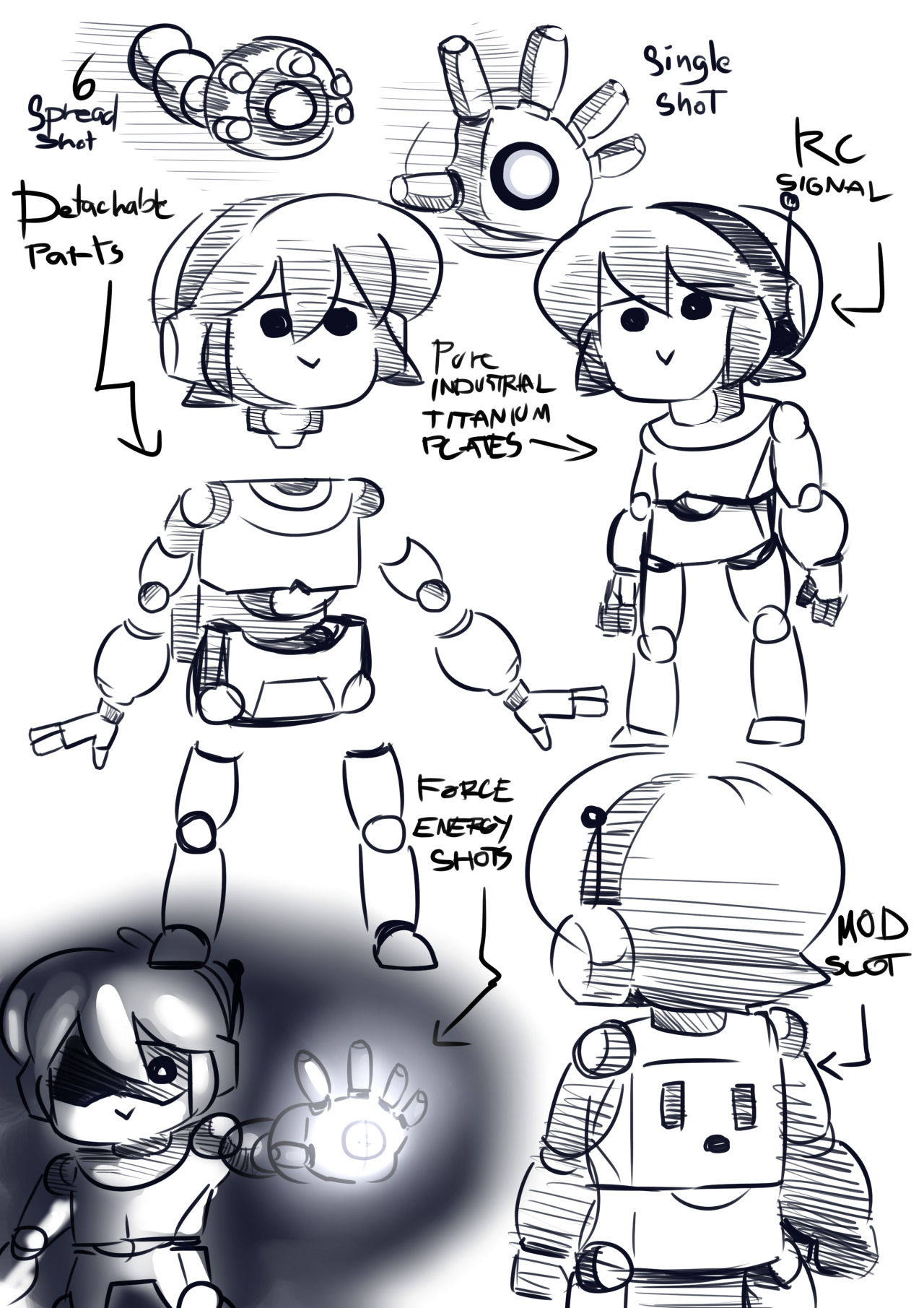 doing another webcomic! “Swapbots”design for my characters.  made a study sketch