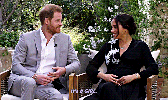 sussexblr:Harry and Meghan confirming to Oprah that their new baby is a GIRL 