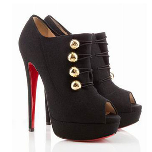 cute black booties with red soles