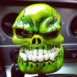 New gearshift knob. #skull #cool #greenandmean