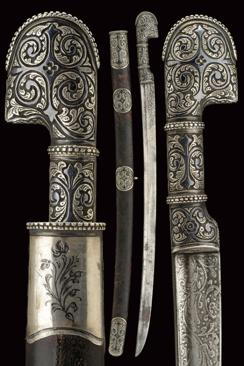 A boy’s shashka sabre with silver niello mounts, from the Caucasus, late 19th century.from Czerny’s 