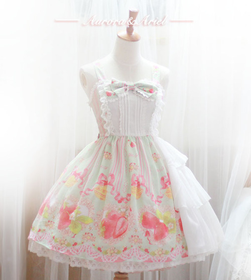 truth2teatold:Aurora and Ariel Strawberry series one piece dress and jumperskirt preview 