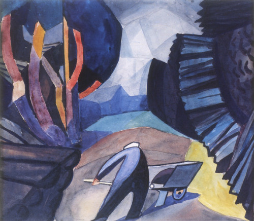 Lumberjack, 1913, Oleksandr BogomazovMedium: watercolor,paper