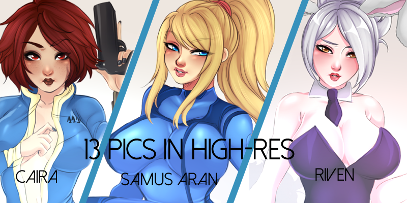 Gumroad pack! (5.50$)Includes 13 pics in high-res ;Caira, Samus and Riven with versions