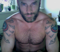 Spunkynl:  Me Posing For The Webcam Today ;-) Growing A Good Beard Now. 