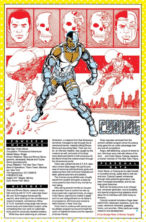 Cyborg, by George Pérez George Perez’s favorite Titan to draw: “Cyborg, my personal favo