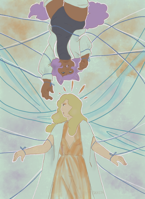 stainedglassthreads:socksta:Femslash February day 24 - blessedThey marked scars of light and pitch, 