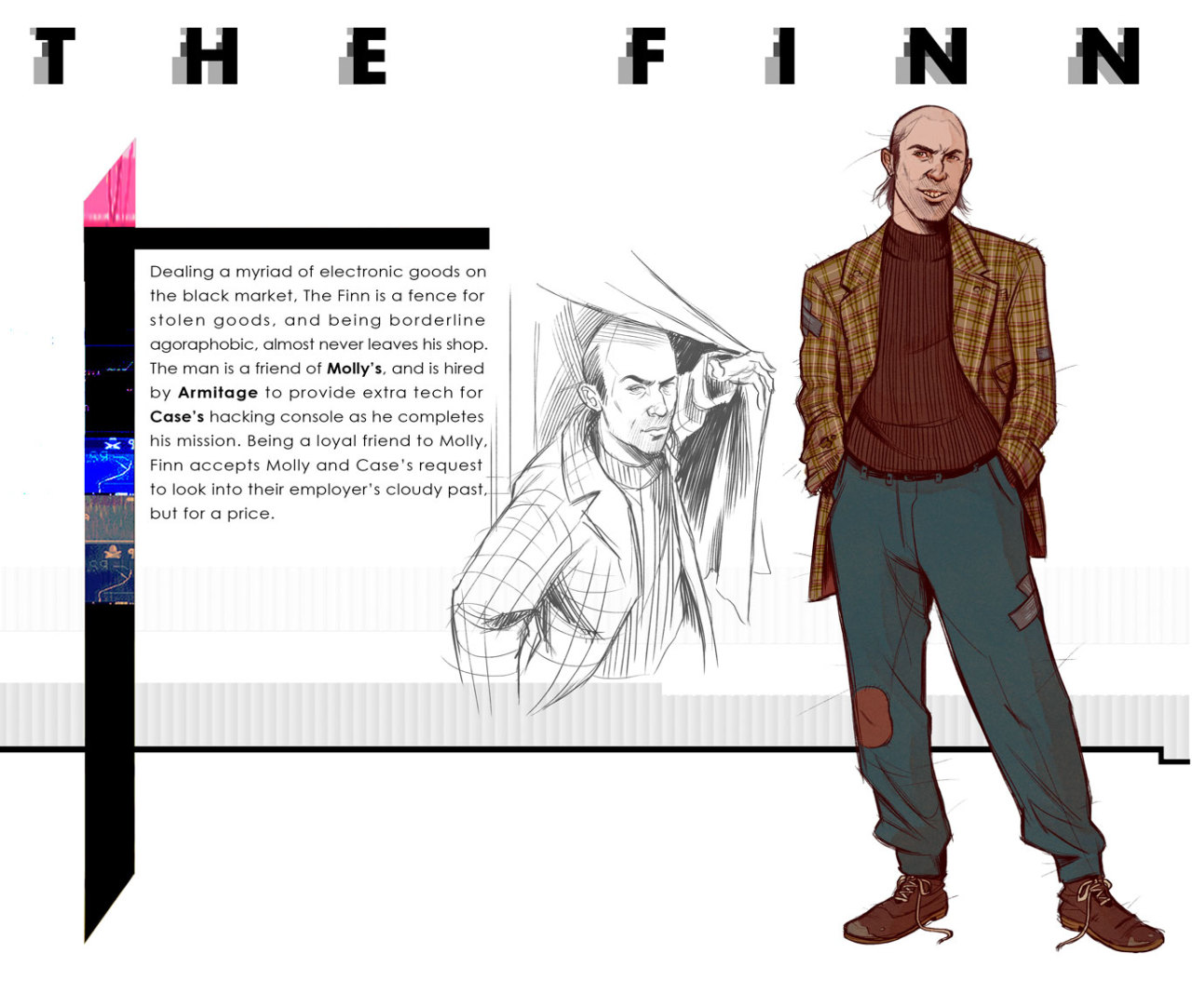 nathanandersonart:  Concepts of the main and major supporting characters of Neuromancer.