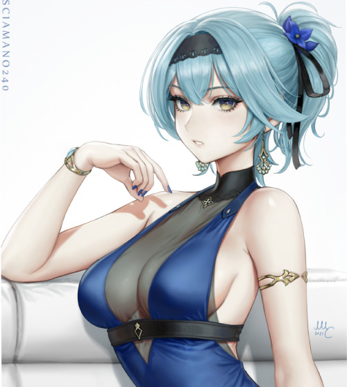 sciamano240: Eula wearing an elegant dress, from Genshin Impact.