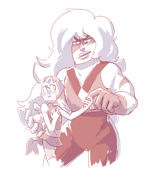 riansygh:  AU where Jasper finds out Pearl’s weakness is feeling validated and useful and uses that to seduce her away from the Gems. I’m only a LITTLE ashamed that I drew this. >_>;   <_<;   U_U; 
