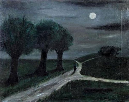 Gertrude Abercrombie (American, 1909-1977, b. Austin, TX, USA) - Moonlight Path, 1941, Paintings: Oi