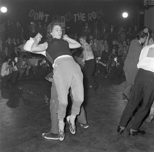 A rock-and-roll dance contest in Amsterdam, February 1957. {WHF} {HTE} {Medium}