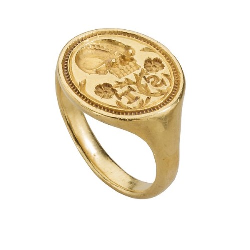 treasures-and-beauty:Renaissance Memento Mori Signet Ring, ca. 1600, Britain.