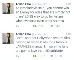 lindaparkwest:  arden cho is amazing   i thought there was already a death note movie with an all japanese cast? didn’t it come out in 05 or something? I remember Tatsuya Fujiwara was in it