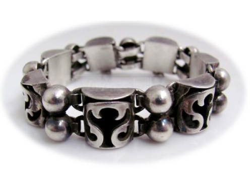 Sterling Silver VIctoria Taxco Mexico Modernist Bracelet - auction here