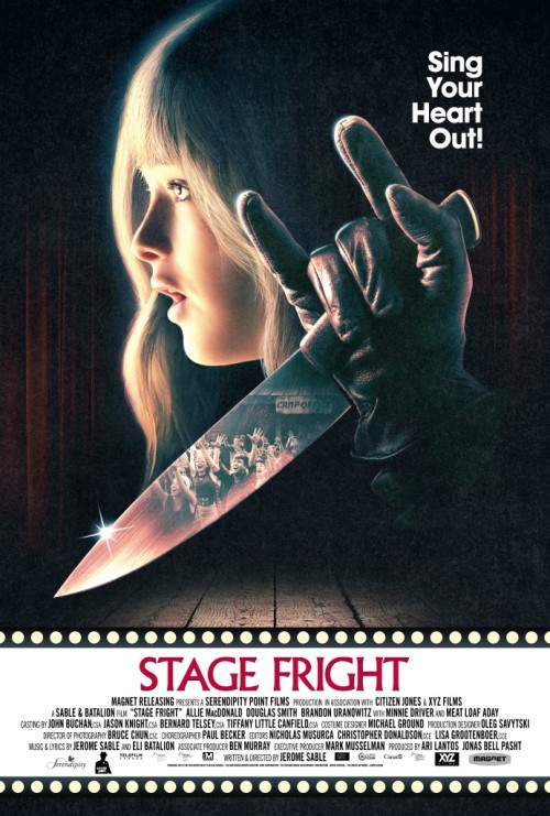 And here is the fantastic poster for Stage Fright. Stylish and fun, this has cult hit written all ov