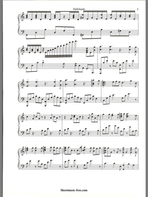 Hallelujah - Leonard Cohen (Piano Sheet Music)