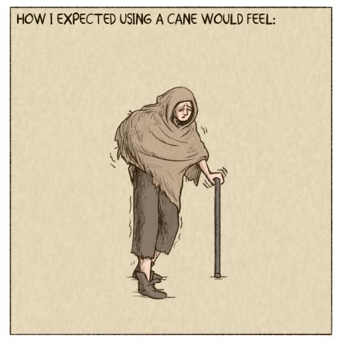 fickes:also it helps me walk or whatever[ID: a digitally drawn two-panel comic. / Image 1: Text read