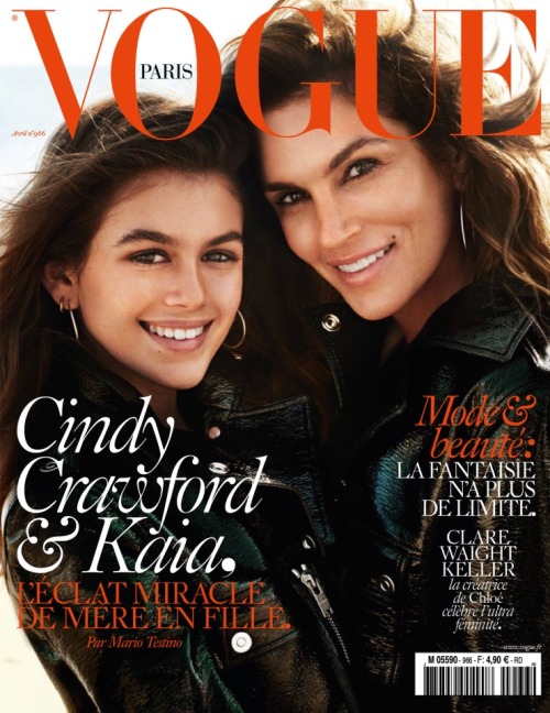 Cindy Crawford, Kaia Gerber, Presley Gerber for Vogue Paris April 2016 Photographer: Mario Testino F