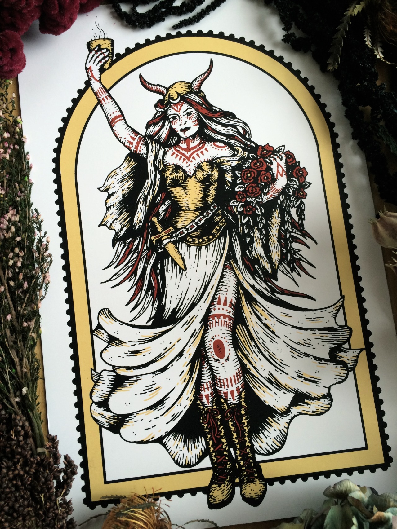 poisonappleprintshop:  The drawing and screenprint I made for Artisan Gallery and