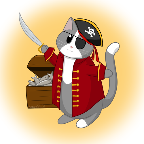  Catober Day 11: Pirate CatPirate Kitty will protect the treasure at all costs. Patreon | Ko-fi 