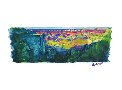 Grand Canyon by Brett Gross. Water color and gouache on water color paper. 15″x11″.