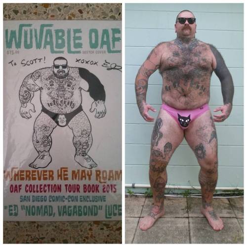 brawnybear: When you trying to be an underwear/cover model for @wuvable_oaf but your beard falls of