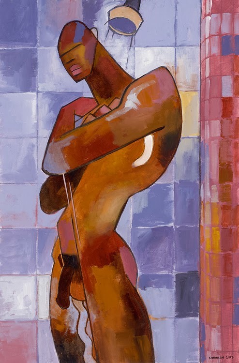 bobbygio: The Shower, Acrylic Painting by Douglas Simonson