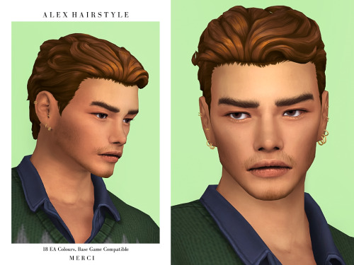 mercisims:Alex Hairstyle For male, teen-elder.Base Game compatible.Hat compatible.Maxis Match colour