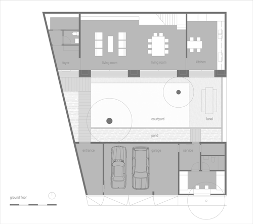 {This family home was designed by the Swiss-Filipino office of Atelier Sacha Cotture. It wraps a cen