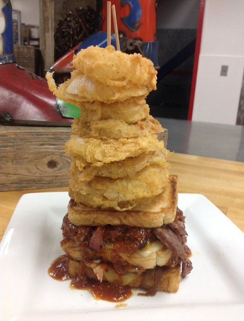 thescore:  Feast your eyes on “The 3 Pointer,” a monstrous new sandwich created by AT&T Center in San Antonio, TX for the NBA Finals. 