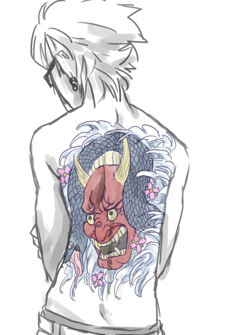 hurrrg:  ok wow so!!!! the other night i was talking lots with friends about the headcanon that virus and trip have some p rad irezumi (old school japanese tattoos) since they’re technically part of the yakuza, and i got myself really hyped up and well