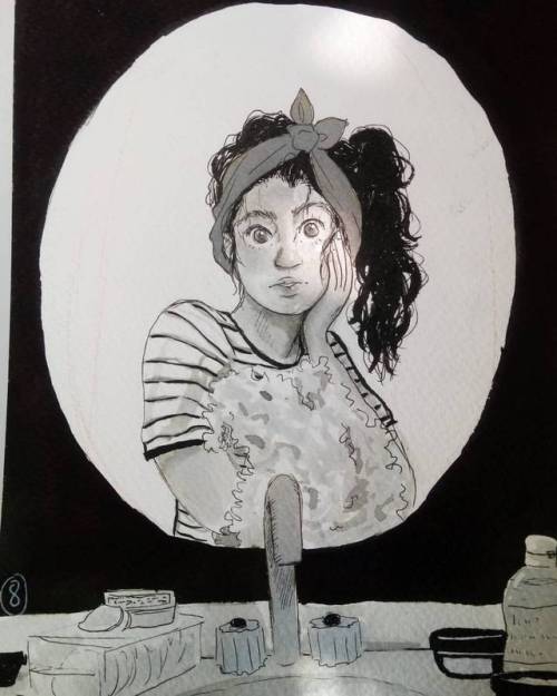 Clean face #inktober #day8 I love it when you&rsquo;ve just finished cleaning your face  #ink #d