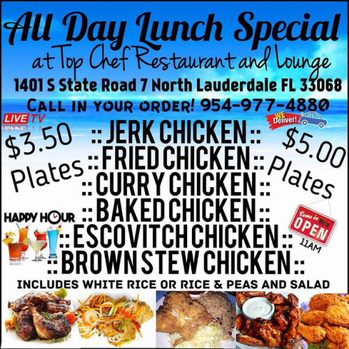 LUNCH SPECIAL‼️ ALL DAY‼️ WE ARE OPEN!  • CHICKEN  • OXTAIL  • CURRY GOAT  • FIS