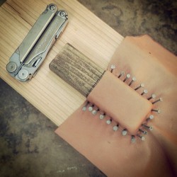 vonlindleather:  Wetforming a sheath for a leatherman wave.
