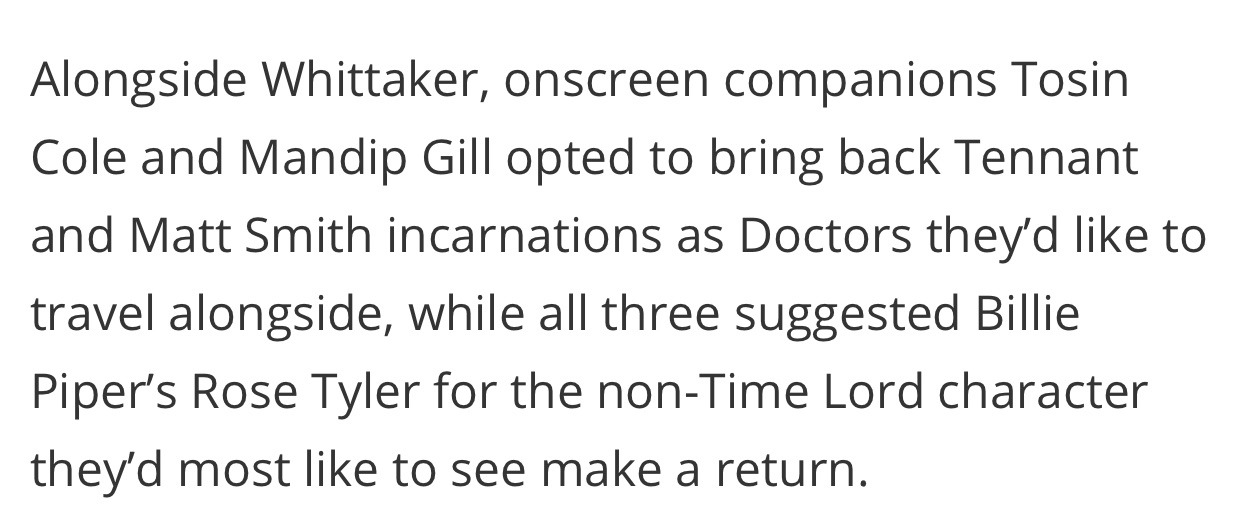 tinyconfusion:i was jokingly thinking ‘this is just a ploy to get billie piper back’ and then i read THEY ALL JUST WANT BILLIE PIPER/ROSE TYLER BACK AND I AM HONESTLY LOSING IT SCOOBS 😂