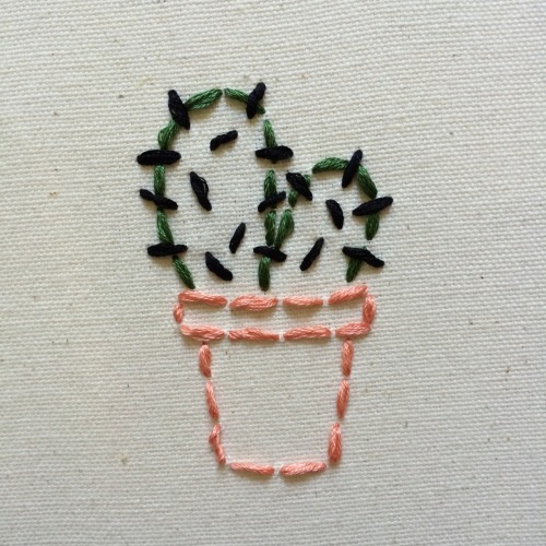 lattefoam:lil cactus embroidery I did today while listening to talking heads on vinyl