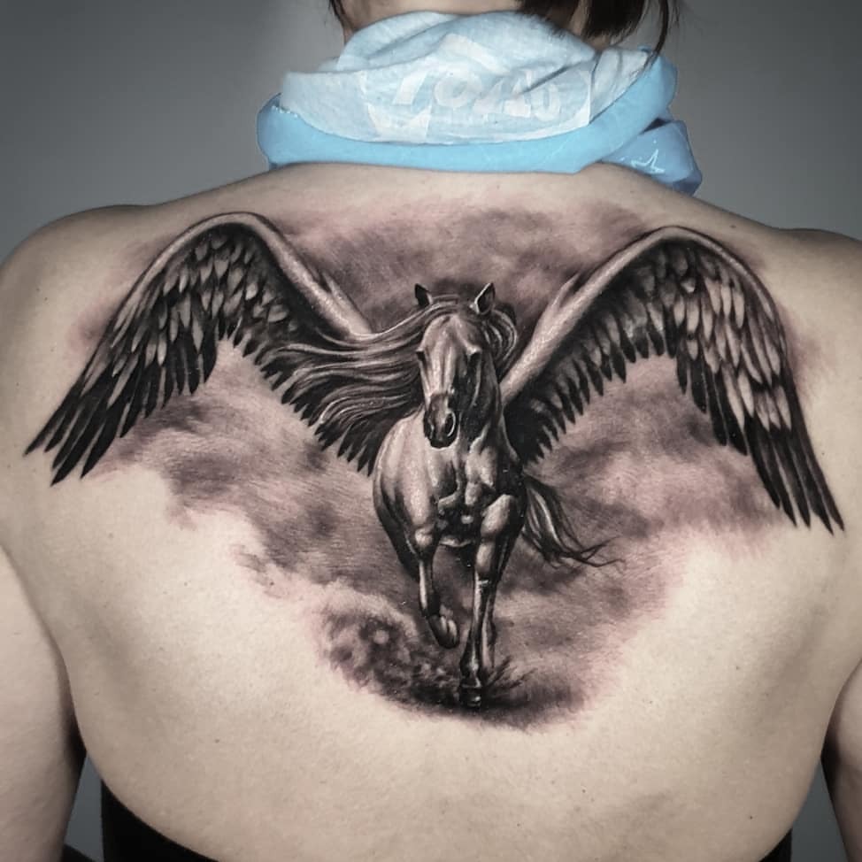 Tattoo uploaded by del may • Greek goddess and Pegasus #pegasus #greekgod  #realism #leicester • Tattoodo