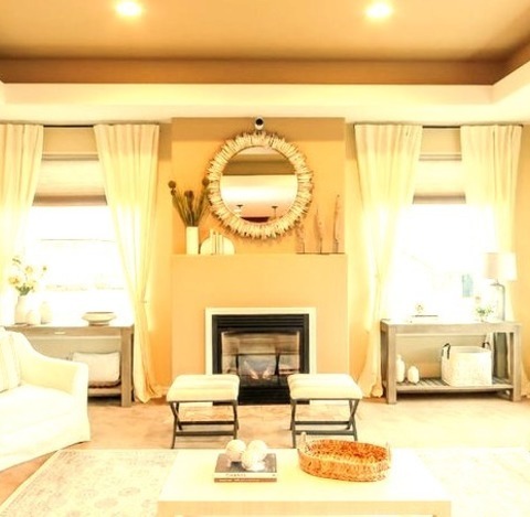 Seattle Open Living RoomExample Of A Large Beach Style Open Concept Carpeted And Beige Floor Living Room