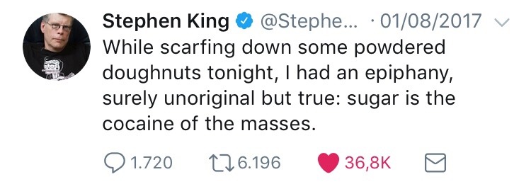 maplecas: sometimes i scroll through stephen king’s twitter and i’m never disappointed