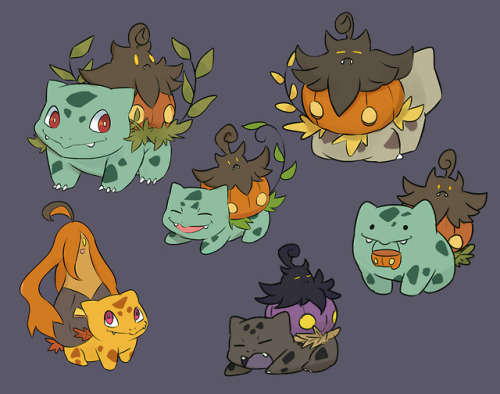 rainyazurehoodie: bulbasaur with pumpkaboo combine